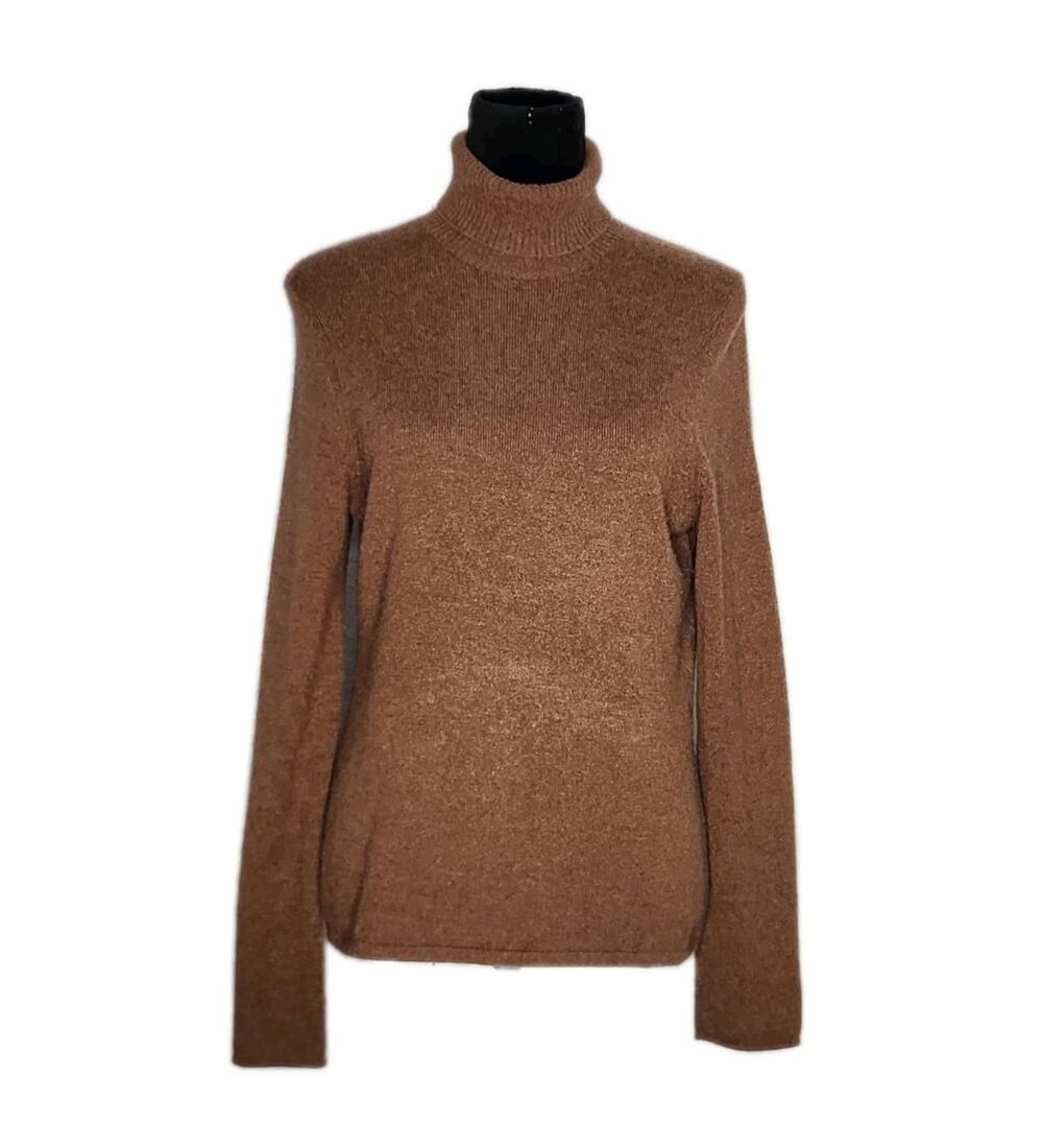 Sutton Studio 100% Cashmere Turtleneck Sweater Brown Women’s PM Petite Medium